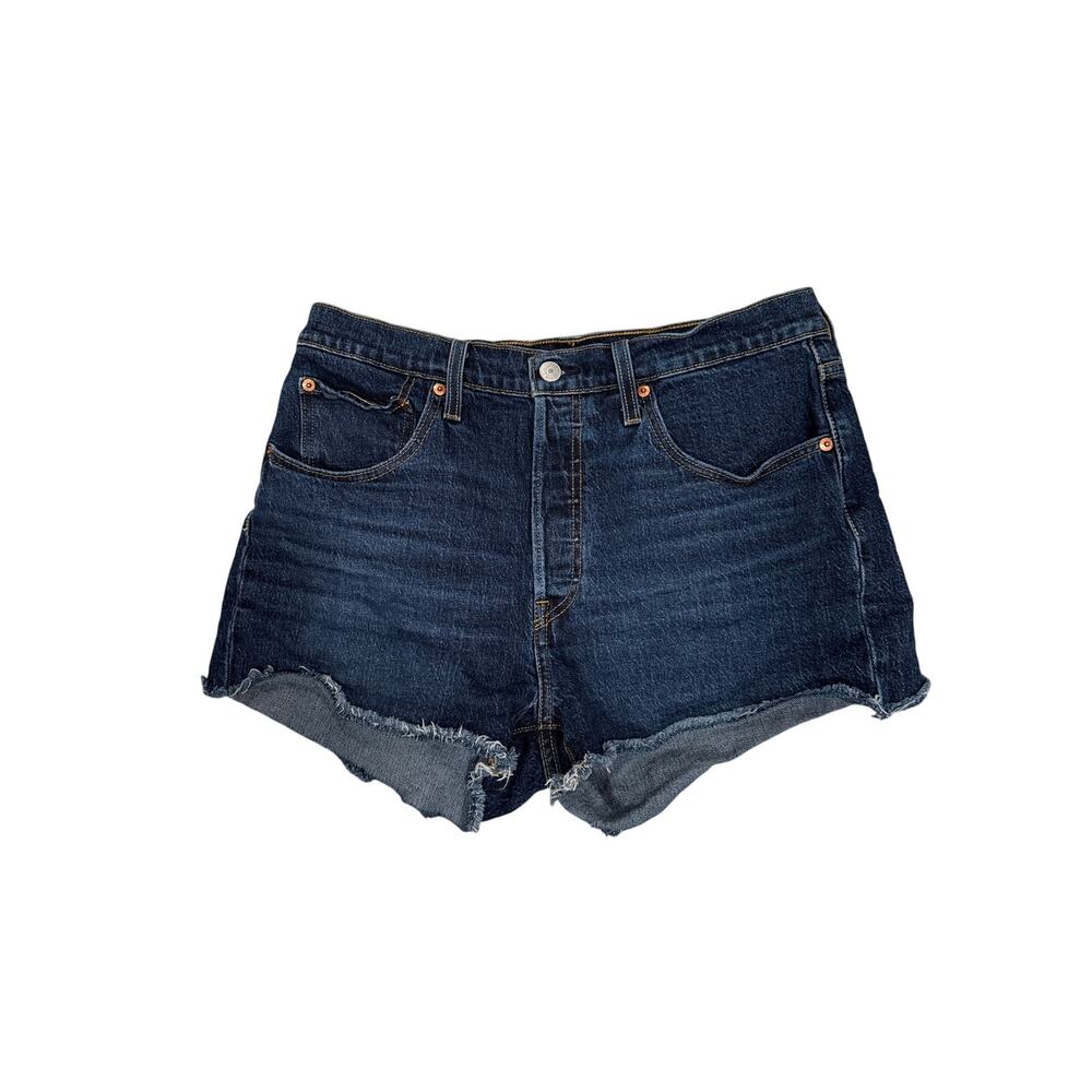 Levis 501 dark‎ wash button fly denim shorts womens 31 normcore casual classic